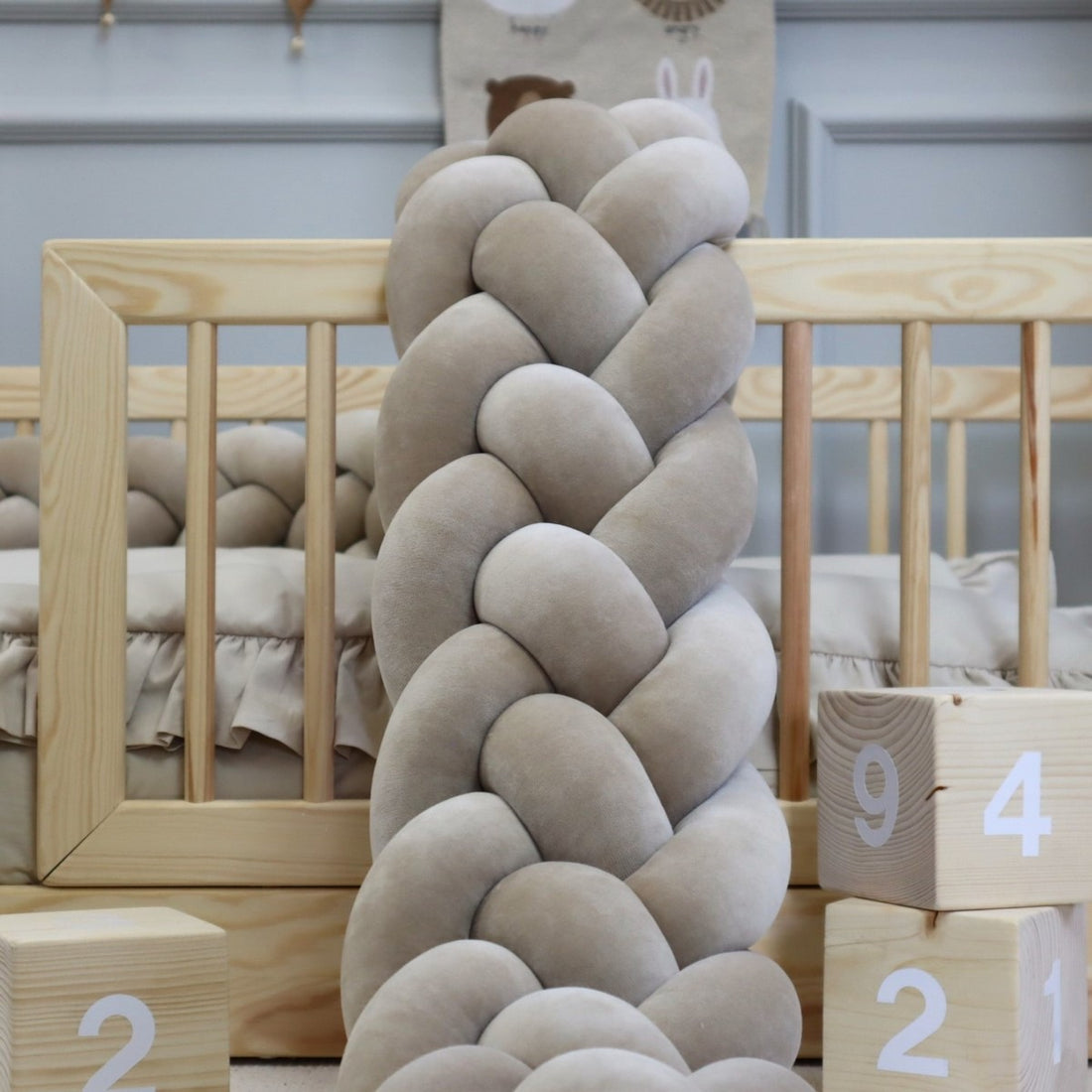 Bedvlecht 4 strengen Donkerbeige 340cm