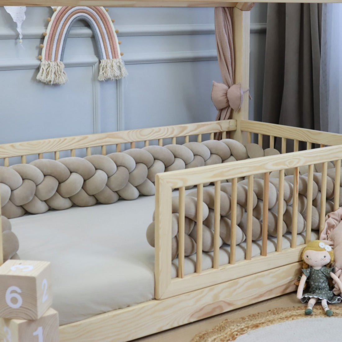 Bedvlecht 4 strengen Donkerbeige 340cm
