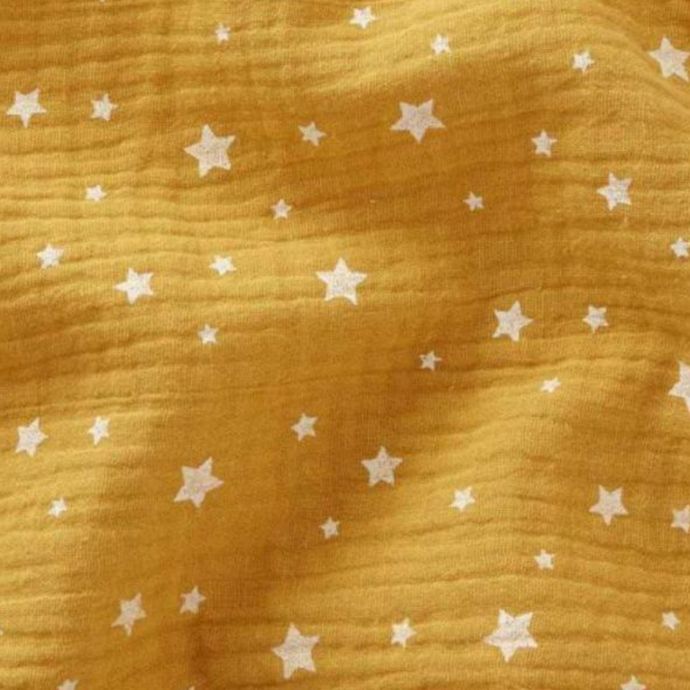 Ciel de lit cabane lit Kura Ikea - Jaune moutarde motif étoiles