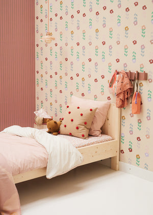 Housse de couette enfant 140x220cm + taie d'oreiller - Rose vintage