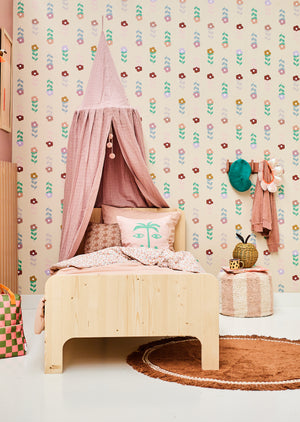 Housse de couette enfant 140x220cm + taie d'oreiller - Rose vintage