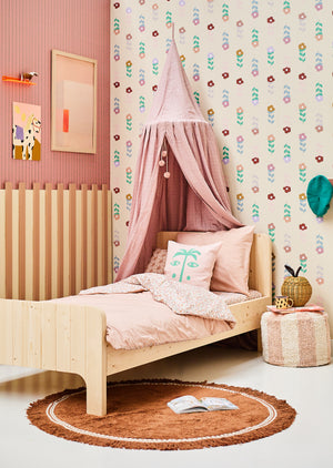 Housse de couette enfant 140x220cm + taie d'oreiller - Rose vintage