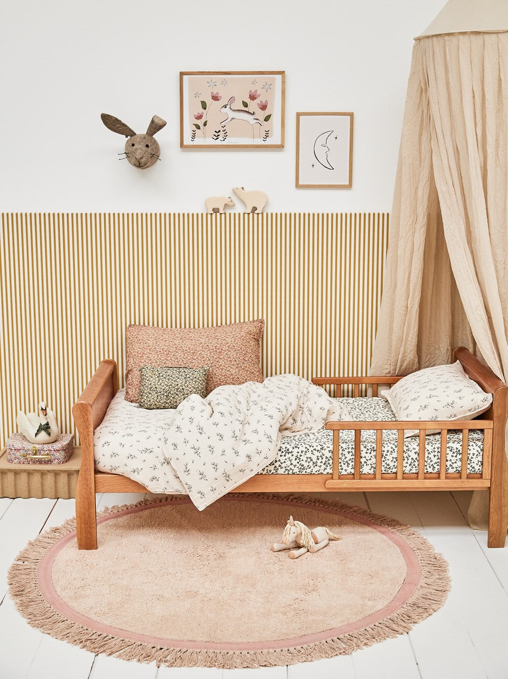 Tapis enfant rond rose pastel