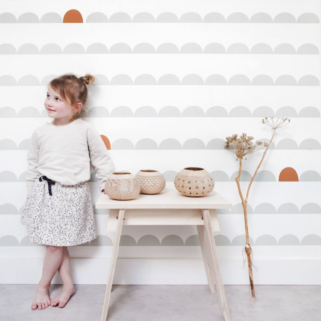 Papier peint chambre enfant Arches - Vert sauge &amp; Terracotta
