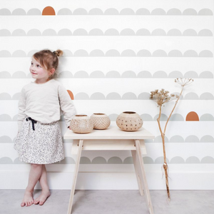 Papier peint chambre enfant Arches - Vert sauge & Terracotta