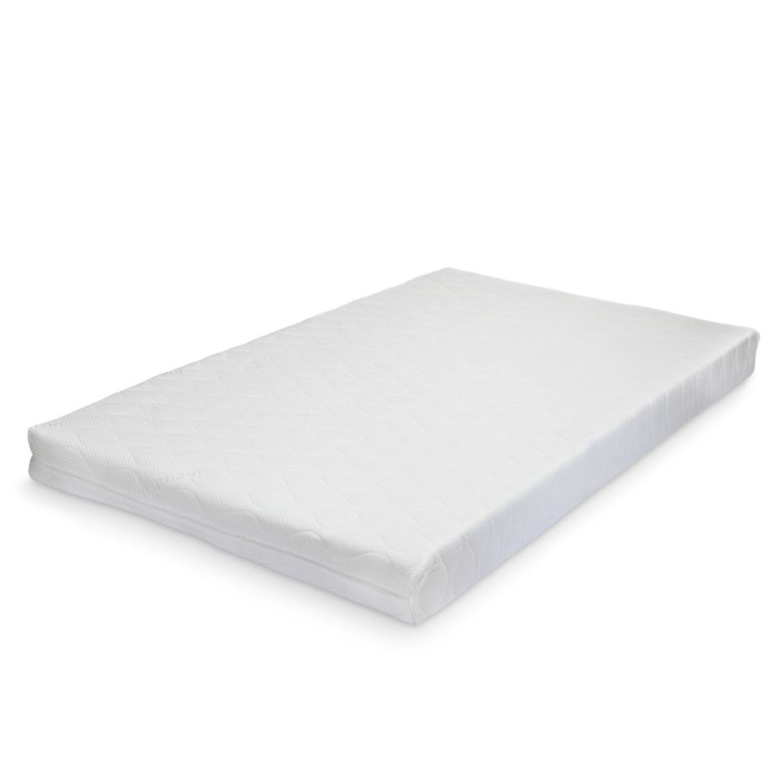 Grand lit cabane Montessori avec barrière + matelas - 120x200cm - Bois naturel
