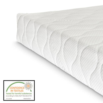 Grand lit cabane Montessori avec barrière + matelas - 120x200cm - Bois naturel