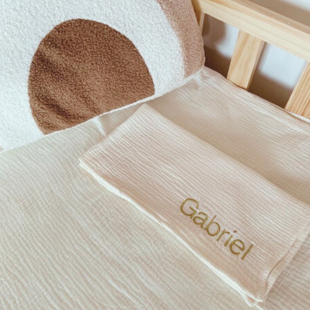 Beige bedhemel van biologisch katoen