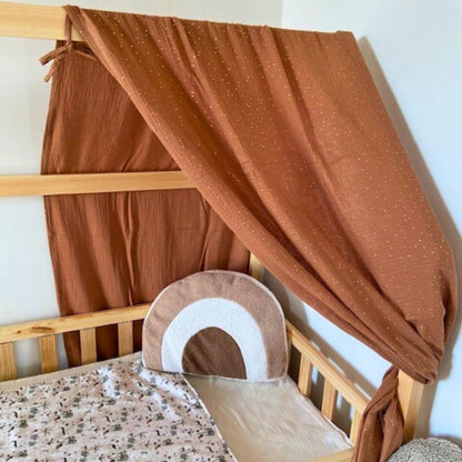 Ciel de lit cabane (pack de 2) Caramel pois dorés