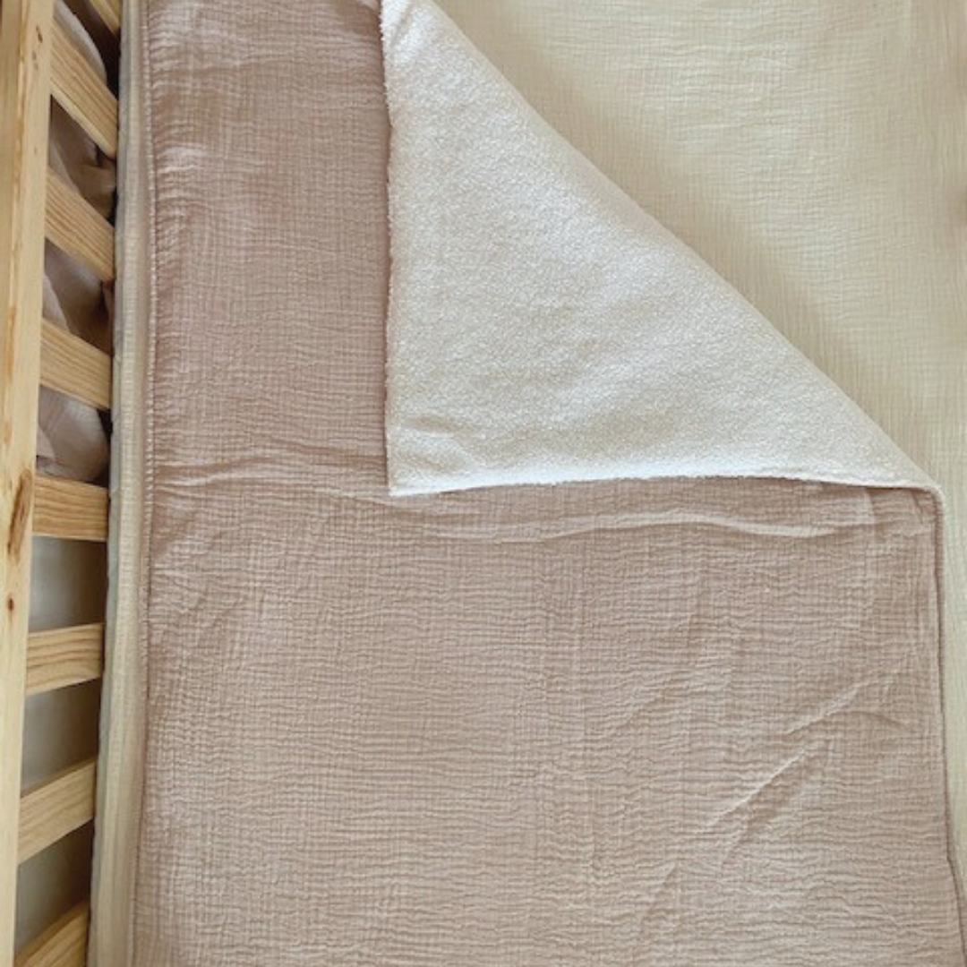 Couverture plaid enfant double gaze Beige
