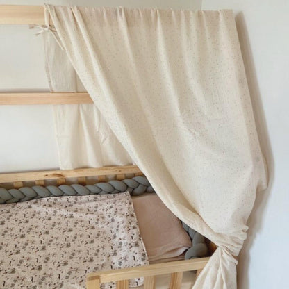 Ciel de lit cabane Ecru pois dorés en stock