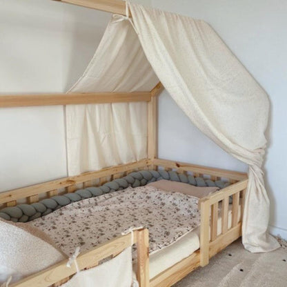 Ciel de lit cabane Ecru pois dorés en stock