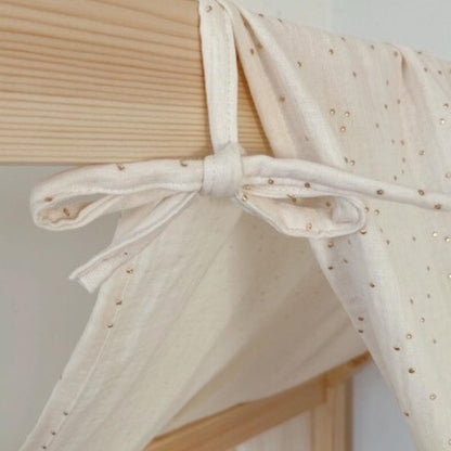 Ciel de lit cabane Ecru pois dorés en stock
