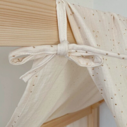 Pack de 2 ciels de lit cabane Ecru pois dorés