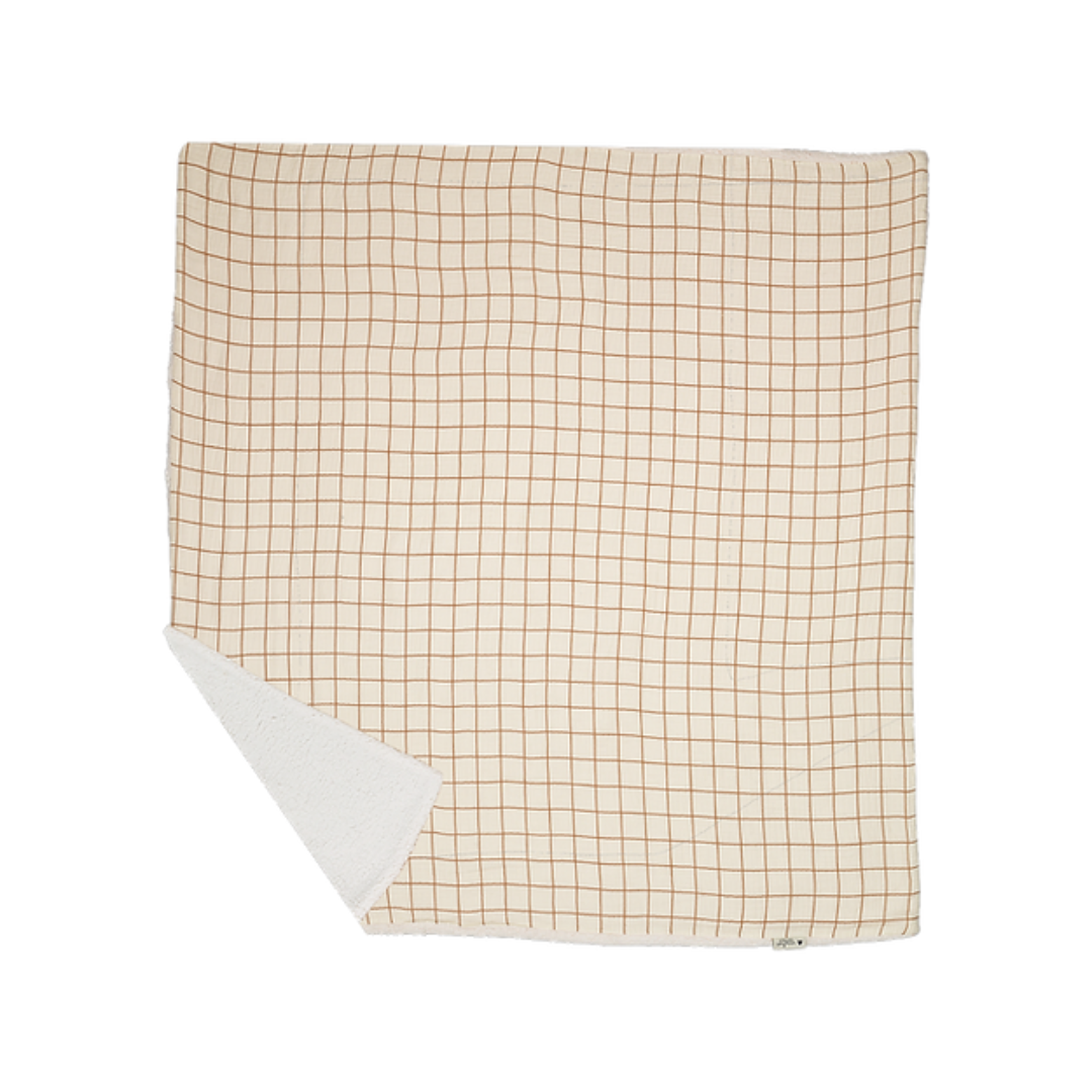 Couverture plaid enfant Marcel Camel/Ecru