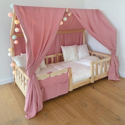 Ciel de lit cabane (pack de 2) Rose pois dorés