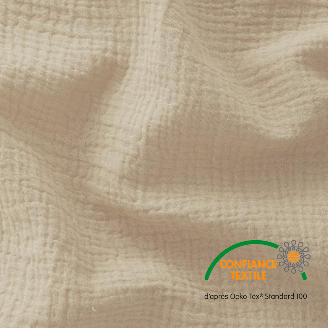 Tour de lit cabane double gaze Beige
