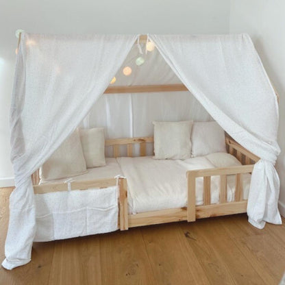 Ciel de lit cabane (pack de 2) Blanc pois dorés