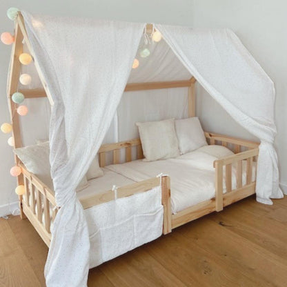 Ciel de lit cabane (pack de 2) Blanc pois dorés
