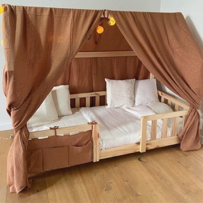 Ciel de lit cabane (pack de 2) Caramel pois dorés