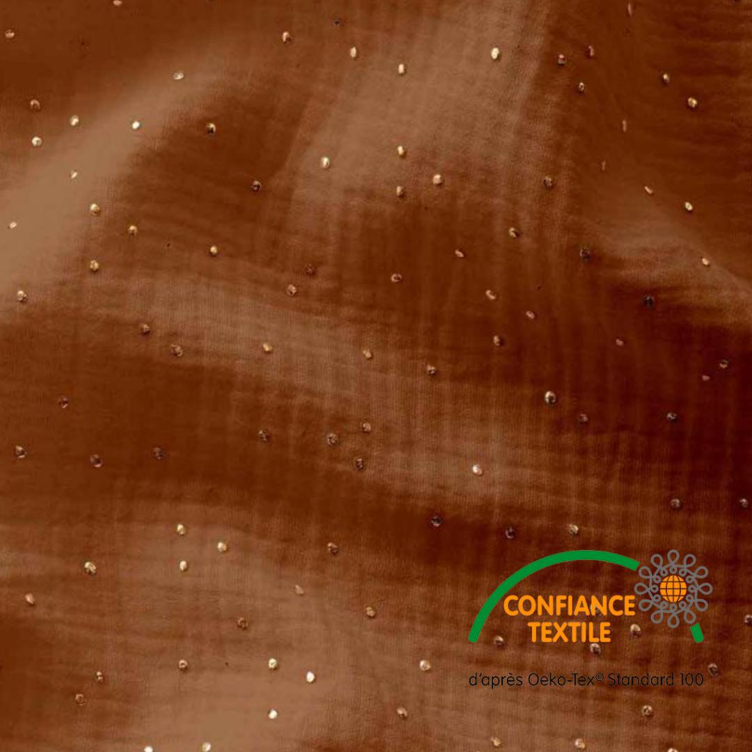 Ciel de lit cabane Caramel pois dorés