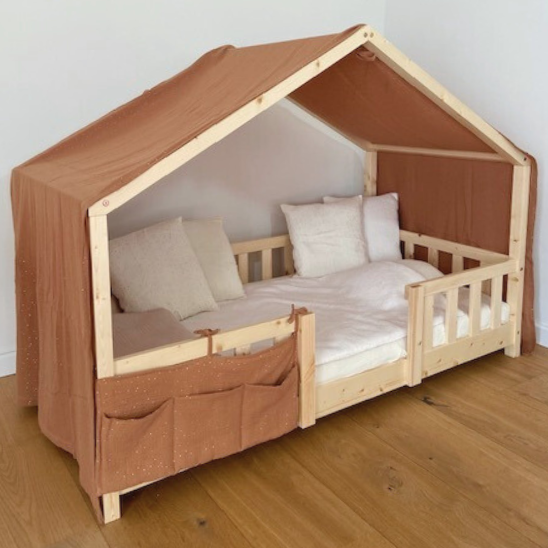 Ciel de lit cabane Terracotta pois dorés