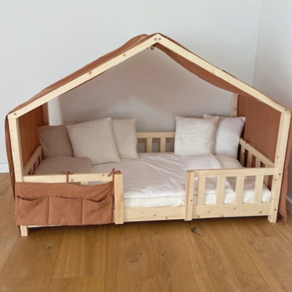 Ciel de lit cabane Terracotta pois dorés