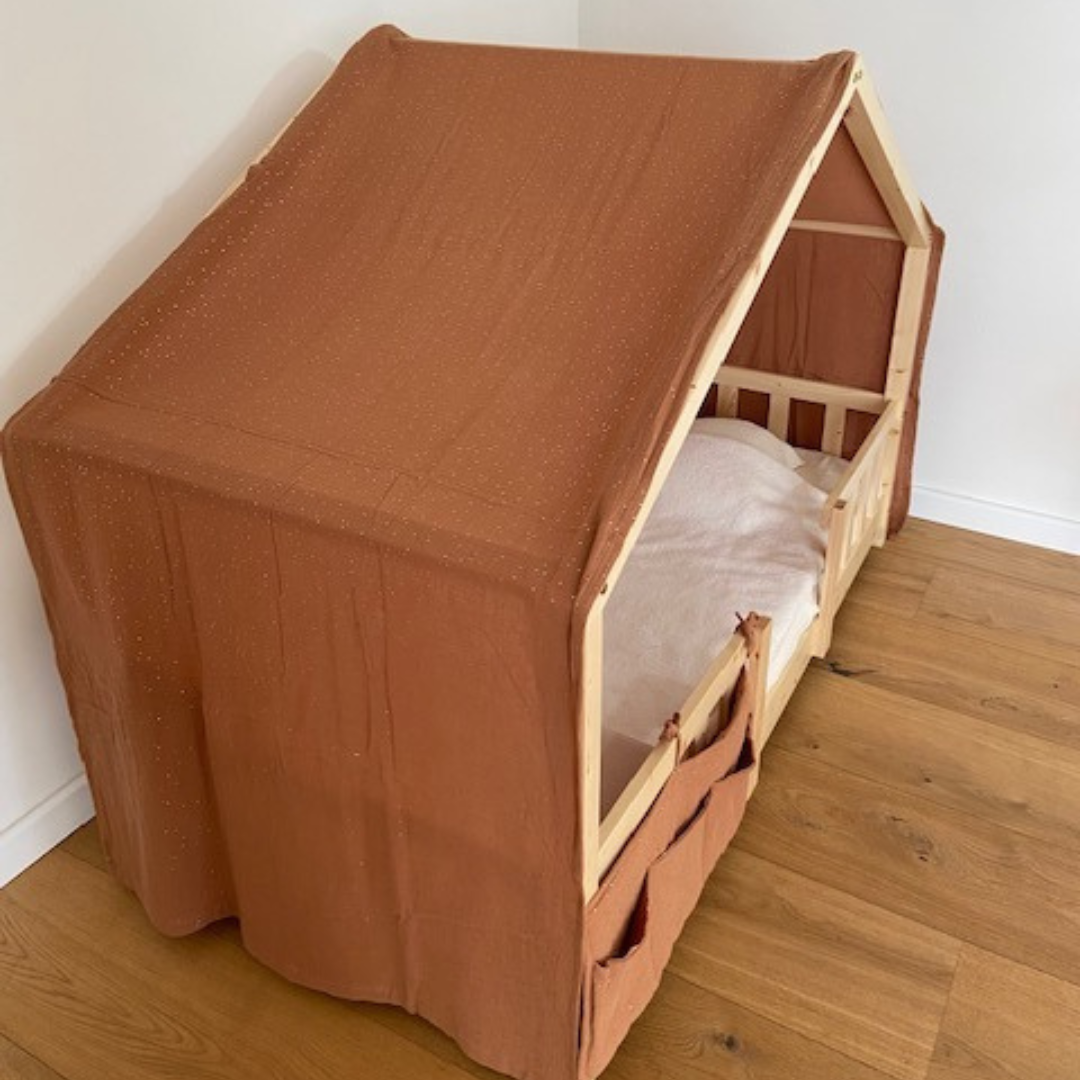 Ciel de lit cabane Terracotta pois dorés