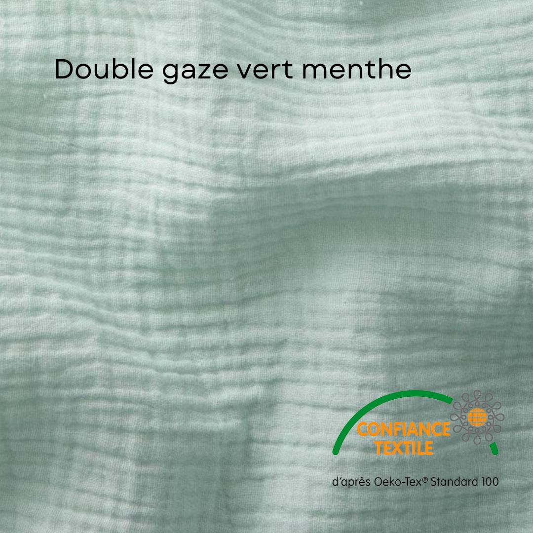 Tour de lit bébé double gaze vert menthe
