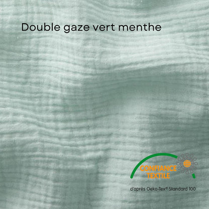 Tour de lit bébé double gaze vert menthe