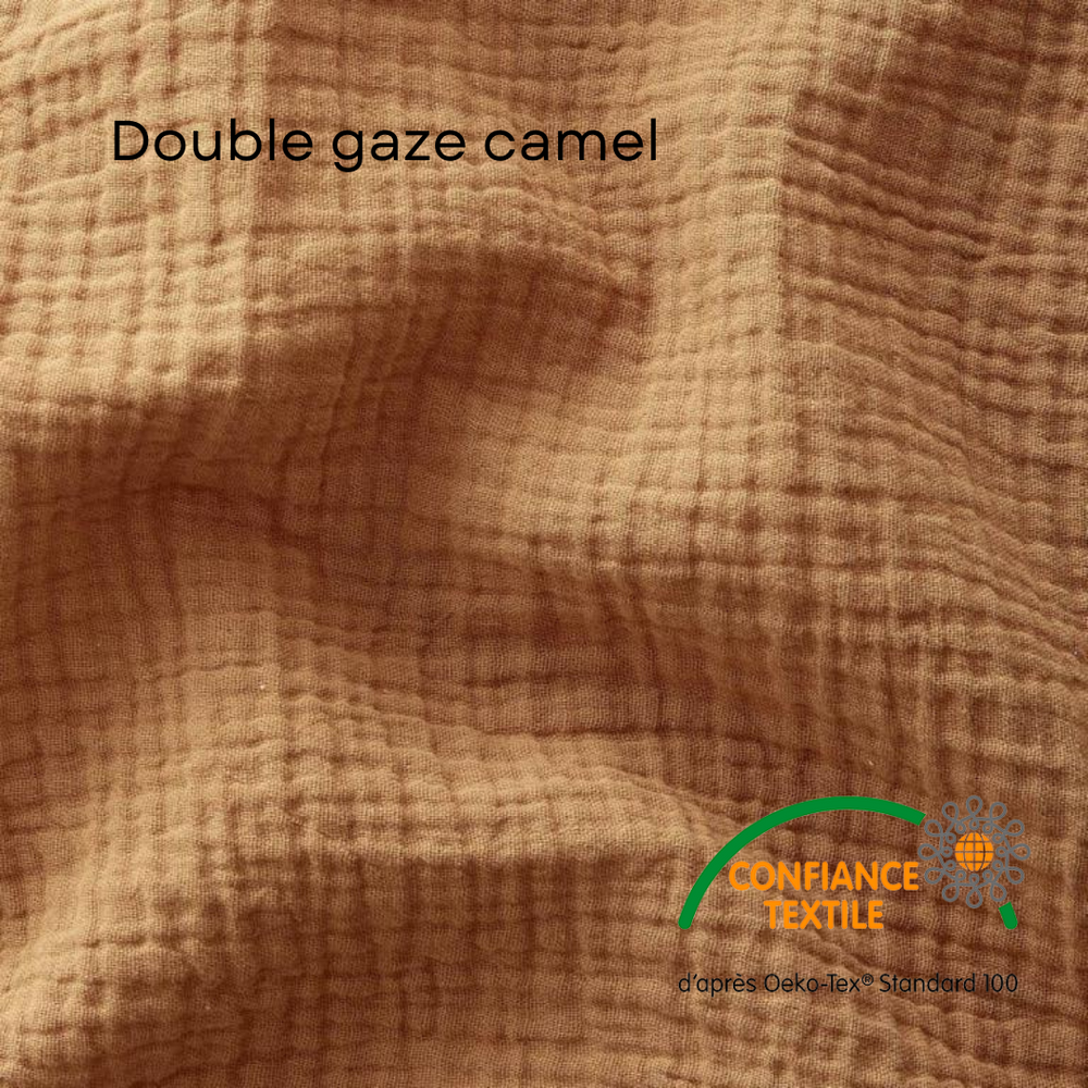 Tour de lit cabane double gaze camel