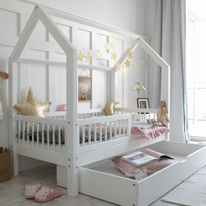 Lit cabane avec tiroir de rangement Perla 80x160cm - Blanc