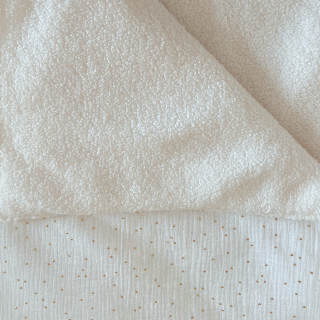 Couverture plaid enfant gaze de coton Blanc pois dorés
