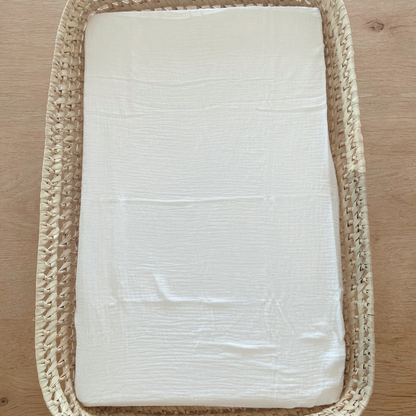 Panier à langer rectangulaire + matelas + housse écru