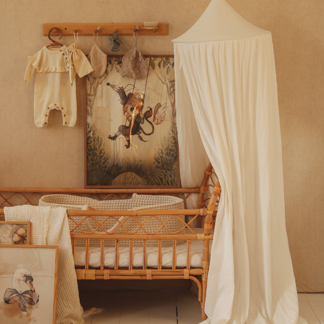 Ciel de lit bébé Blanc - Fait main