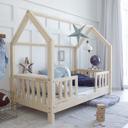 Lit cabane Montessori avec barrière Ugo 90x200cm