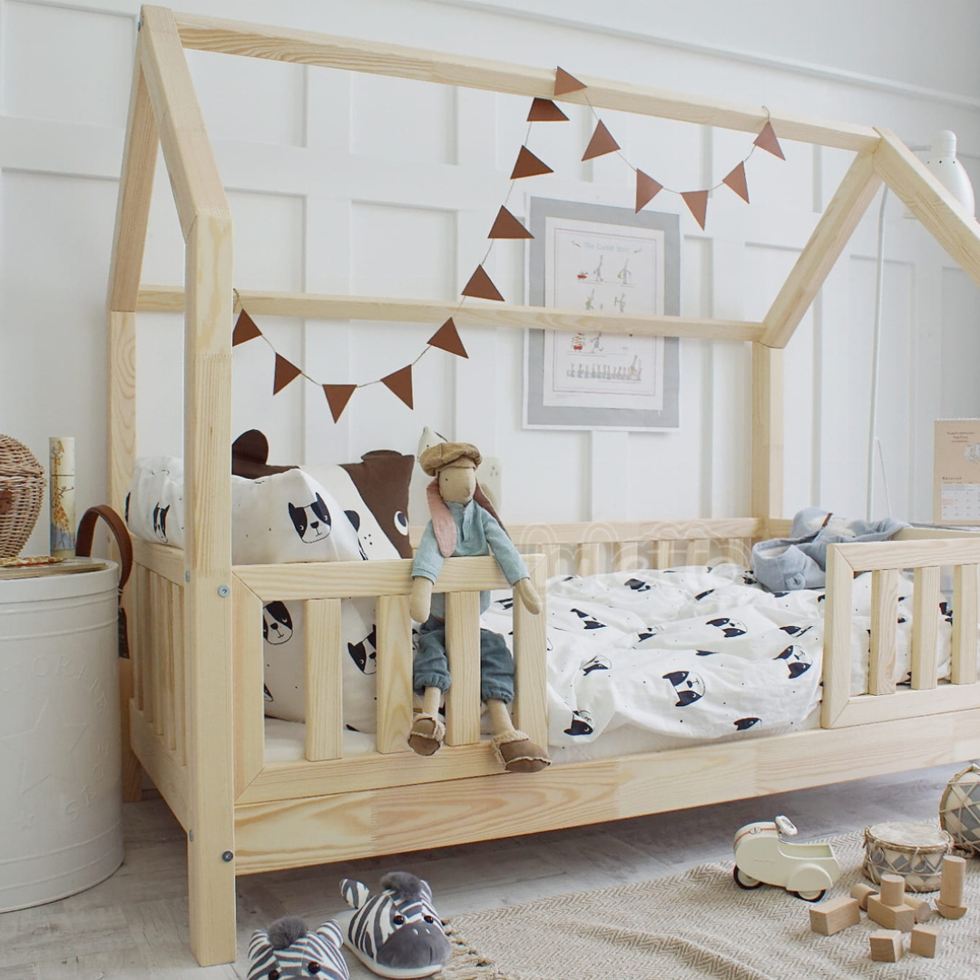 Lit cabane Montessori avec barrière Ugo 90x200cm