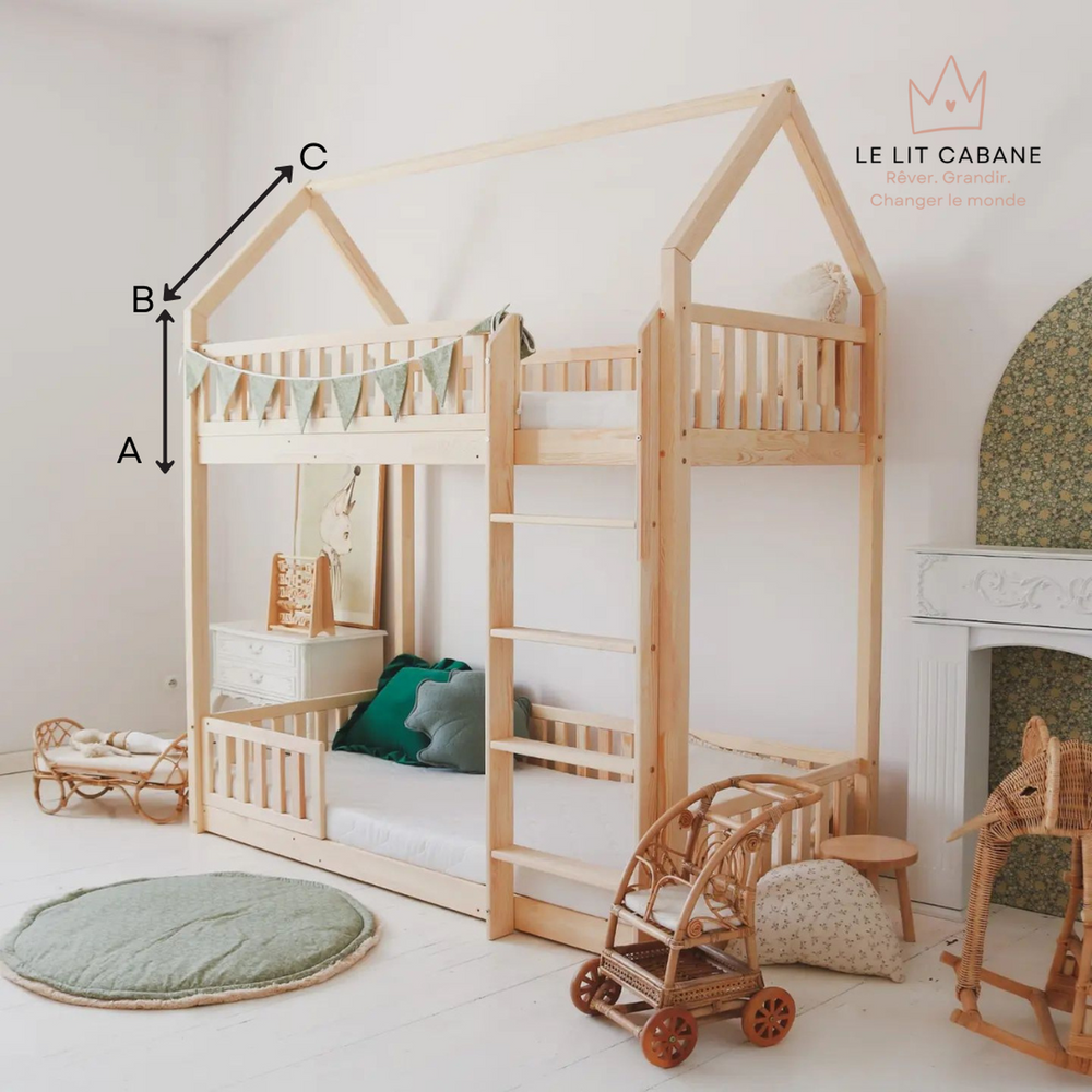 Set Double Ciel De Lit Cabane Sevira Kids - Gaze De Coton Made In France - Longueurs 3.30m à 4.20m
