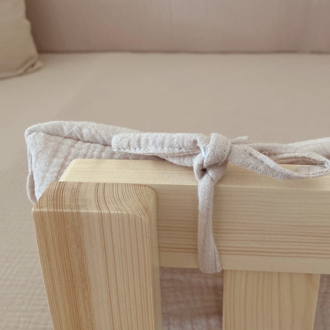 Tour de lit cabane double gaze Beige