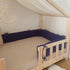 Tour de lit cabane double gaze bleu indigo