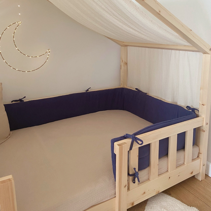 Indigoblauwe dubbelgaas cabinebedbumper 