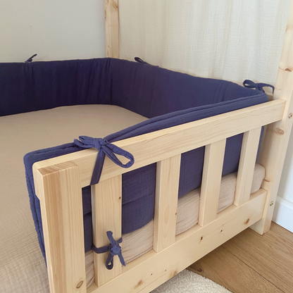 Indigoblauwe dubbelgaas cabinebedbumper 