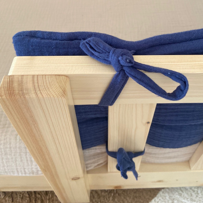 Indigoblauwe dubbelgaas cabinebedbumper 