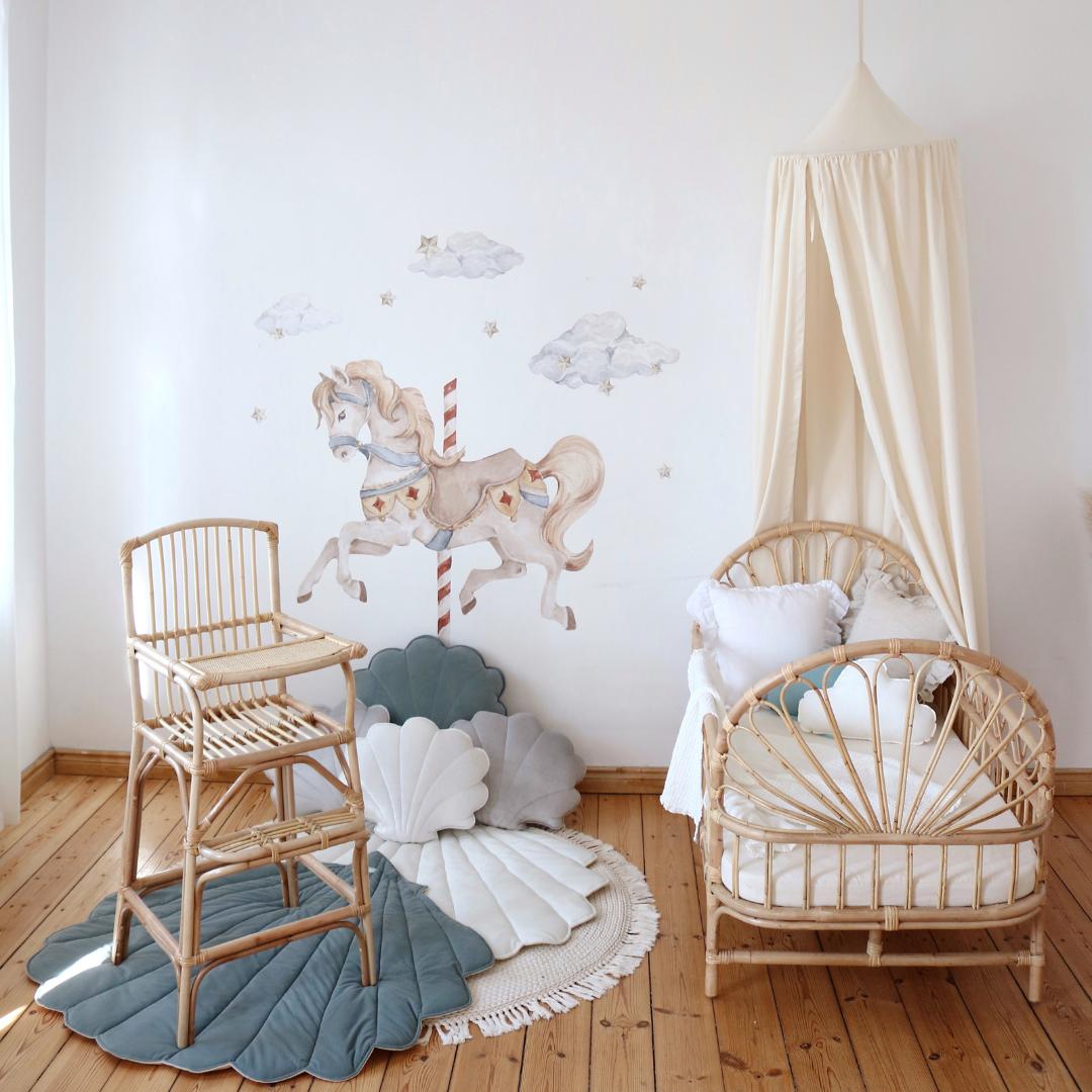 Ciel de lit bébé Ecru - Fait main