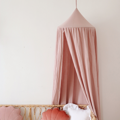 Ciel de lit bébé Rose - Fait main