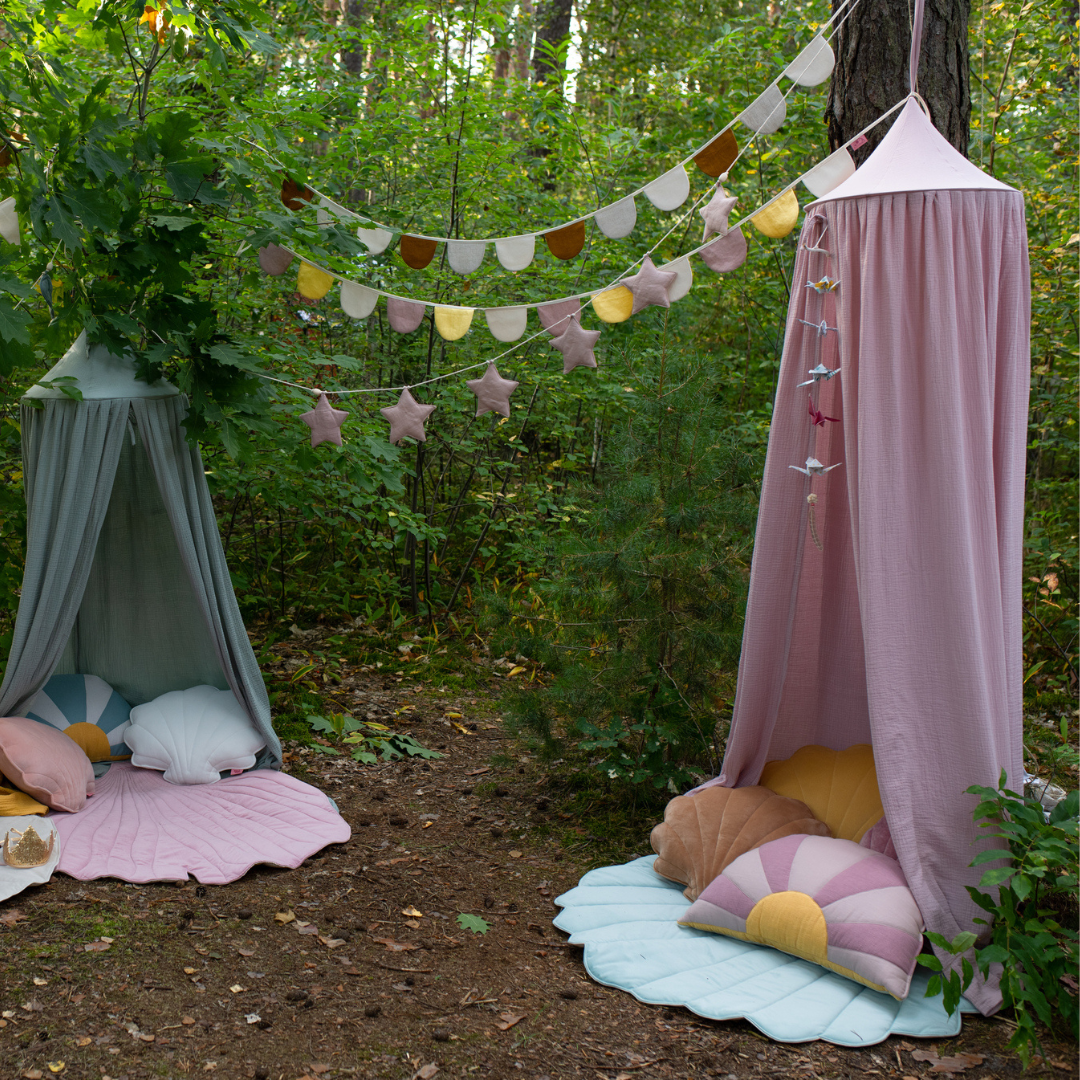 Ciel de lit bébé Rose - Fait main