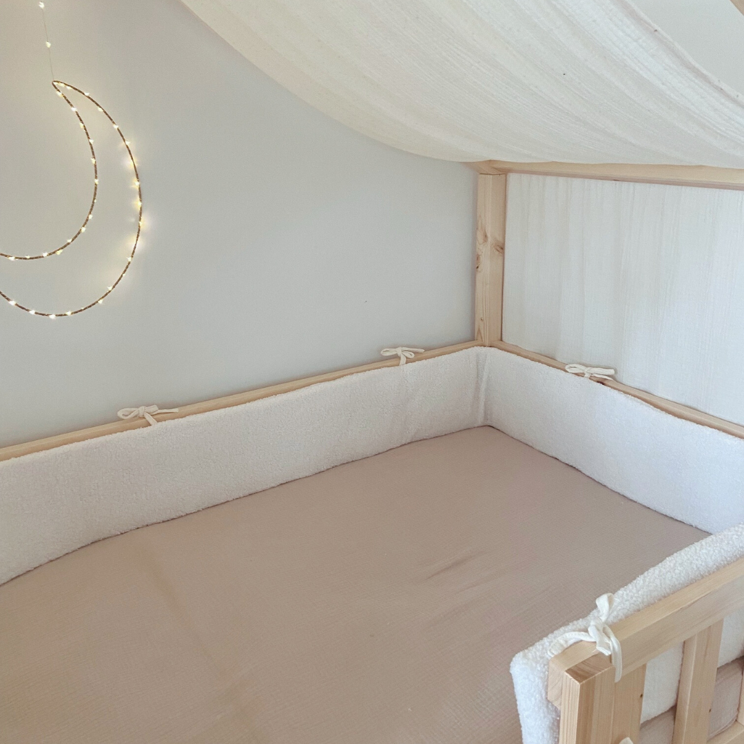 Tour de lit bébé tissu bouclette écru