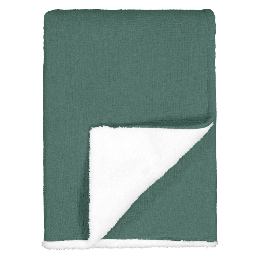 Couverture plaid enfant gaze de coton Vert Eucalyptus