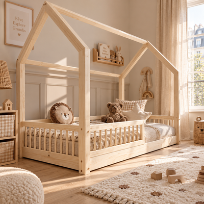 Montessori cabinebed met Pia-barrière 90x190cm