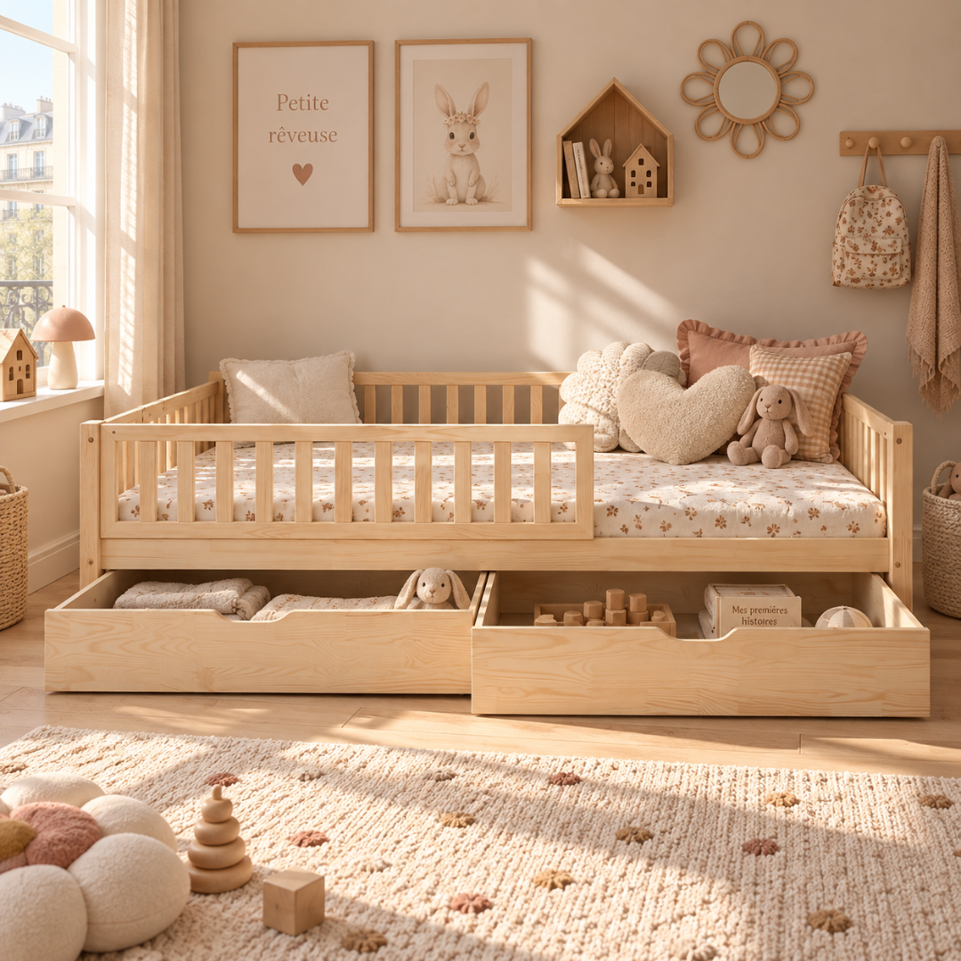 Lit Montessori Basile avec tiroir 140x200cm